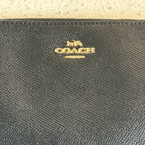 Black Leather Coach Wristlet - Picture 3 of 8
